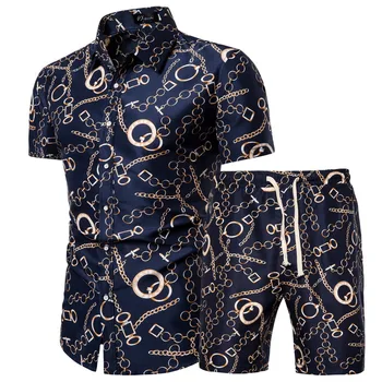 2021 m. Vasarą, Nauji vyriški Drabužiai Trumpas rankovėmis Atspausdintas Marškinėliai Šortai 2 Gabalas Vyrų Mados Atsitiktinis Paplūdimio Dėvėti Drabužiai