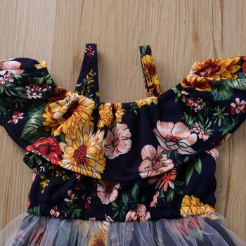 2021 M. Vasarą Naujų Bamblys Vaikams, Kūdikių Mergaitės Gėlių Vest Gėlių Pynimas Tinklelio Suknelė Vasaros Drabužių Mados Baby Girl Dress Ropa Bebe#2