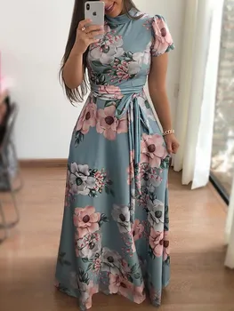 2021 m. vasarą naujų gėlių spausdinti trumparankoviai didelis suknelė moteriški drabužiai