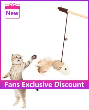 2021 Nauja Katė Žaislai, Kanapių Virvė Kačiukas Interaktyvus Stick Funny Cat Meškere Žaidimas Lazdelė Plunksnų Stick Žaislas Naminių Reikmenys