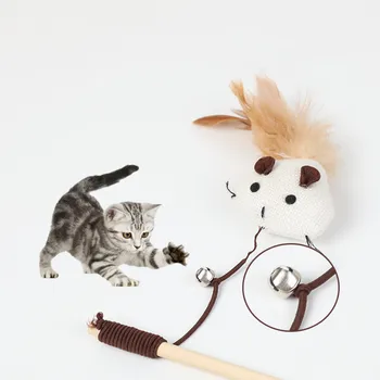 2021 Nauja Katė Žaislai, Kanapių Virvė Kačiukas Interaktyvus Stick Funny Cat Meškere Žaidimas Lazdelė Plunksnų Stick Žaislas Naminių Reikmenys