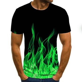 2021 nauja liepsna vyriški T-shirt vasaros mados trumparankoviai 3D apvalios kaklo viršūnes dūmų elementas marškinėliai madinga vyriški T-shirt