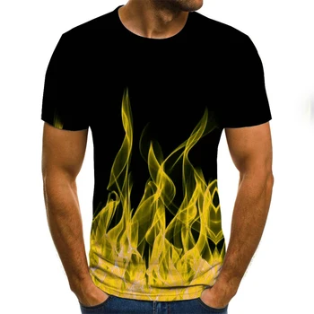 2021 nauja liepsna vyriški T-shirt vasaros mados trumparankoviai 3D apvalios kaklo viršūnes dūmų elementas marškinėliai madinga vyriški T-shirt