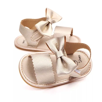 2021 Nauja Mielas Naujagimiui Kūdikių Mergaičių Bowknot Princesė Batai Bamblys Vasaros Sandalai PU Non-slip Gumos ShoesSize 0-18M