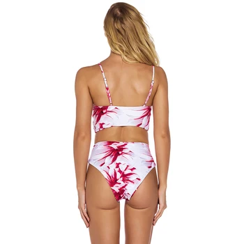 2021 Naujas Bikini Seksualus Kostiumas Moterų Padalinta Dviejų dalių Aukštos Ruožas Quick Dry Spausdinti maudymosi kostiumėlį Liemenėlė Vasaros Paplūdimio Balinė Sportinę Karšto