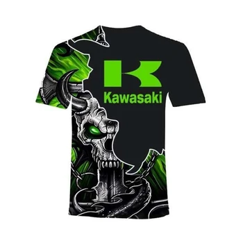 2021 Naujas Cool Mados Marškinėliai Kawasaki Motociklų Lenktynės 3D Print t-marškinėliai Vyrams, Moterims, Vasaros Trumpos Rankovės Vyrų T Marškinėliai XS-6XL