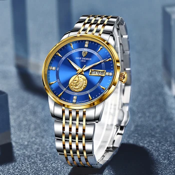 2021 Naujas LIGE Mados Vyrai Laikrodžiai Top Brand Prabanga Aukso laikrodis Vyrams, Visų Plieno, atsparus Vandeniui Tourbillo Automatinis Mechaninis Laikrodis+Box