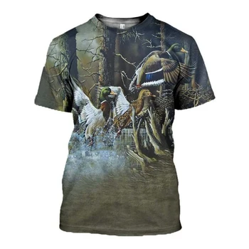 2021 Naujas Mados Vyrai hoodies 3D Print t shirt Naujas Mados Gyvūnų Medžioklė Antys šortai rankovės Drabužiai, marškinėliai