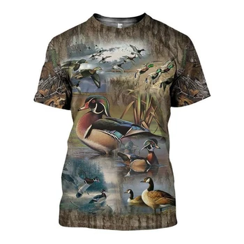 2021 Naujas Mados Vyrai hoodies 3D Print t shirt Naujas Mados Gyvūnų Medžioklė Antys šortai rankovės Drabužiai, marškinėliai