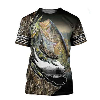 2021 naujas Mados žvejybos marškinėliai stilius atsitiktinis Skaitmeninis žuvų 3D Print t-shirt Vyrai Moterys marškinėlius Vasaros Trumpas Rankovės O-kaklo