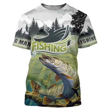 2021 naujas Mados žvejybos marškinėliai stilius atsitiktinis Skaitmeninis žuvų 3D Print t-shirt Vyrai Moterys marškinėlius Vasaros Trumpas Rankovės O-kaklo
