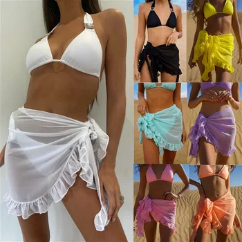 2021 Naujas Moterų Šifono Maudymosi Kostiumėliai, Pareo Šalikas Bikini Danga-Ups Wrap Kaftan Sarongas Beach Sexy Sijonai 9 Spalvos Maudymosi Kostiumėlį, Padengti Ups