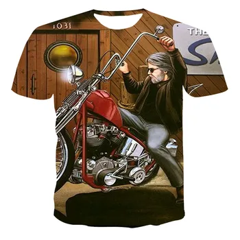 2021 Naujas Vasaros T-Marškinėliai, Unisex trumparankoviai 3D Spausdinimo T-Shirt Mechaninė Serijos Motociklo Apvalios Kaklo Megztinis XXS-6XL