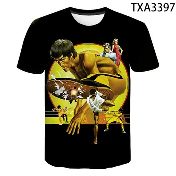 2021 Naujų Pastangų, Kovos Menų Kung Fu Bruce Lee 3D Print T Shirt Vyrai, Moterys, Vaikai, Mada, Vasaros Cool Tee Streetwear Viršūnės