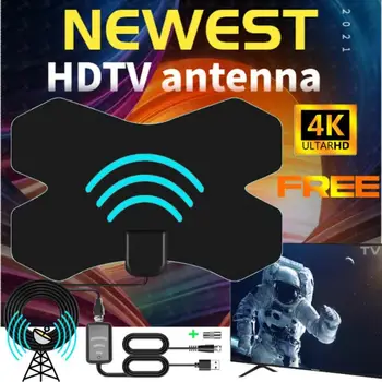 2021 NAUJŲ Patalpų 3000 Mylių 4K 25DB Didelis Pelnas HD DTV TV Box Skaitmeninės TV Antenos Stiprintuvas Aktyvus Indoor Aerial HD Plokščias Dizainas