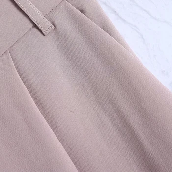 2021 pavasarį ir rudenį naujos mados dizaino atsitiktinis palaidų kišenėje aukštos juosmens tiesiai rožinė neutralaus stiliaus kelnės, kostiumas kelnės