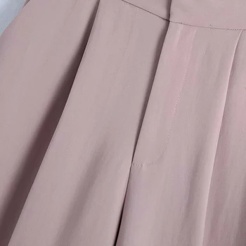 2021 pavasarį ir rudenį naujos mados dizaino atsitiktinis palaidų kišenėje aukštos juosmens tiesiai rožinė neutralaus stiliaus kelnės, kostiumas kelnės