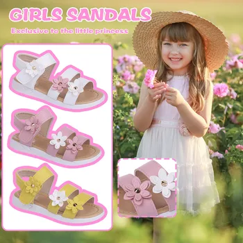 2021 Saldus Mergaičių Sandalai Bamblys Vaikams, Kūdikių Mergaitės Gėlių Guminiai Sandalai Non-Slip Batų Kryžiaus Sandalai Vasarą Baby Princess Bateliai