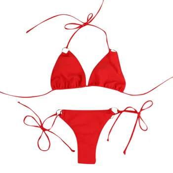 2021 Seksualus Moterų maudymosi kostiumėlį, Petnešos Plieno Žiedas Mažas Juosmens Juostelės Tuščiaviduriai Bikini maudymosi kostiumėlį, maudymosi Kostiumėliai, Raudona Oranžinė Купальник