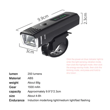 2021 Smart Indukcijos Dviračių Priekinių žibintų IPX5 atsparumas Vandeniui USB Įkrovimo Galinis Žibintas LED priekinis žibintas, Dviračio Lempa Dviračių Žibintuvėlis
