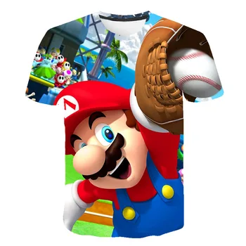 2021 Vasaros Nauji trumparankoviai 3D Spausdinimo Mario Žaidimas, vaikiški Drabužiai marškinėliai berniukas/mergaitė Bauda Paprastas Audinys Vaikų Drabužiai