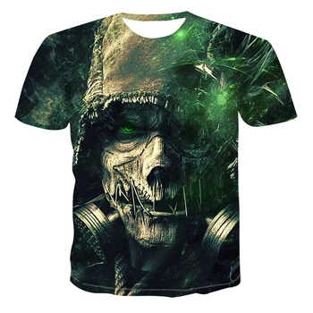 2021 vasaros naują 3D spausdinimo siaubo kaukolė vyrų viršuje atsitiktinis mados spalvos Gotikos Kaukolė T-shirt xxs-6xl