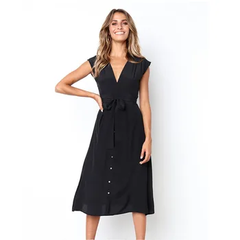 2021 vasaros suknelė moterų berankovis laisvalaikio juostelės spausdinimas V formos MIDI suknelė moterų kelio ilgis retro moterų suknelė