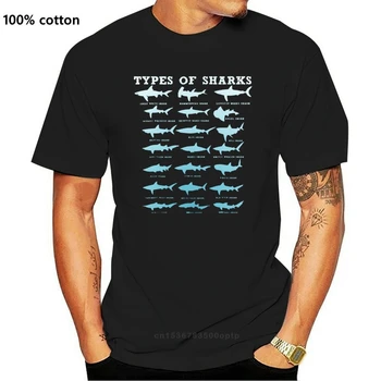 2021 Vyrų Marškinėliai Mados 21 Rūšių Rykliai, Jūrų Biologija T Shirt Marškinėliai