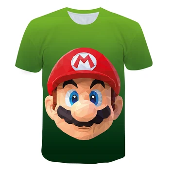 2021 vėliau kaip vaikų vasaros drabužių 3d spausdinimo berniukų ir mergaičių Mario įdomus trumparankoviai vaikų mielas drabužius, kūdikių marškinėliai