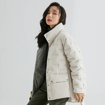2021 Žiemos Nauja Programos Versija Moterims Šviesos Baltųjų Ančių Pūkų Paltai Korėjos Moterų Kietas Puffer Jacket Tirštėti Šiltas Stovi Trumpą Lady Outwear