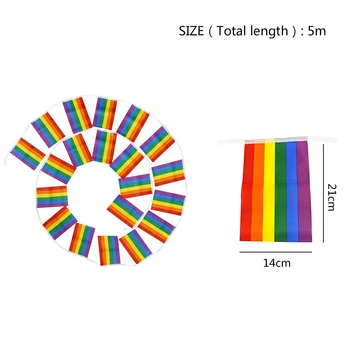 20PCS/String 5 Metrų Rainbow Eilutę Vėliavos Stygos Spalvinga Taikos Vėliavos Banner LGBT Išdidumo Vėliava Lesbiečių, Gėjų Teisę Kabinti Starta