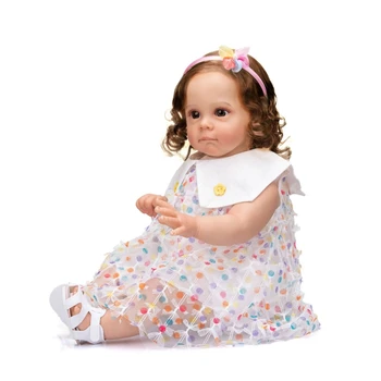 24 coliai/60 cm Realistiškas Kūdikių Bamblys Reborns Lėlės Miega Kūdikio Žaislas Gyvas Naujagimis Lėlės Kūdikio Dovana su ilgais Plaukais Suknelė