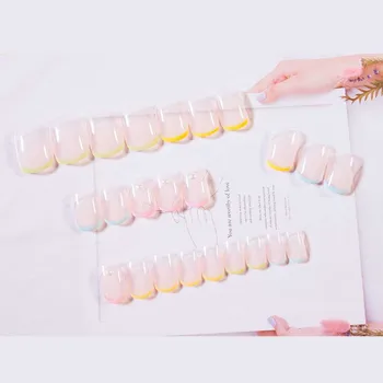 24pcs netikrą trumpus nagus su klijais Candy spalva prancūzijos Neteisingų nagų Nuimamas blogio Manikiūro akrilo nagų produktai