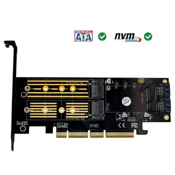 3 1. mSATA M. 2 PCIE NVMe SSD su PCI-E 3.0 4X SATA 3.0 Adapteris Kortelė M2 NVMe AHCI SATA mSATA Solid State Disk Konverteris Naujas