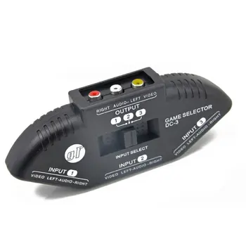 3-Way Audio Video AV RCA Juoda Selektorių Perjunkite Lauke Splitter su/3 RCA Kabelis