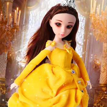 30CM Princesė Lėlės 12 Jonits Judantys Žaislai Mergaitėms Rapunzel Ledo Balto Sniego Grožio Storio Visa Ilgi Šviesūs Plaukai Lėlės Vaikams