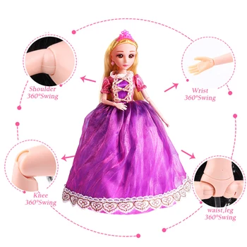 30CM Princesė Lėlės 12 Jonits Judantys Žaislai Mergaitėms Rapunzel Ledo Balto Sniego Grožio Storio Visa Ilgi Šviesūs Plaukai Lėlės Vaikams