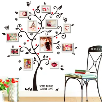 3D Kūrybos Šeimos Foto Rėmelis Medžio Siena Lipdukas Namų Puošybai Dizaino svetainė, Sofa-Sienos Meno Lipdukai Namų Puošybai
