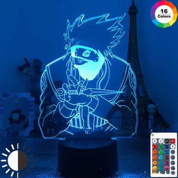 3D LED Nakties Šviesos Ataka Pav Kakashi Hatake naktinė lempa Vaikams, Miegamojo Puošimas Touch Romote Lempos Anime Vaikas Kalėdų Dovana