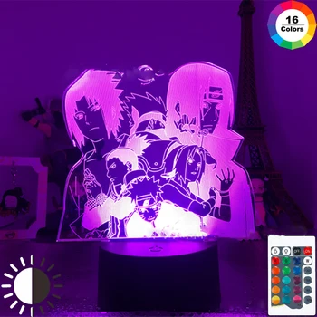 3D LED Nakties Šviesos Ataka Pav Kakashi Hatake naktinė lempa Vaikams, Miegamojo Puošimas Touch Romote Lempos Anime Vaikas Kalėdų Dovana