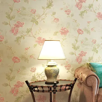 3D Pink gėlių Amerikietiško stiliaus sielovados tapetai šviežios šiltos sienų tapetai, miegamojo, viešbučio, svečių namų neaustinių sienų dekoras