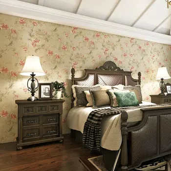 3D Pink gėlių Amerikietiško stiliaus sielovados tapetai šviežios šiltos sienų tapetai, miegamojo, viešbučio, svečių namų neaustinių sienų dekoras