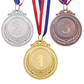 3pcs Metalo Sudarymo Medaliai su Kaklą Kaspinu Aukso Sidabro Bronzos Olimpinio Stiliaus Sporto Mokslininkais ar Bet kokią Konkurenciją Kviečių Modelis