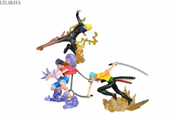 3PCS/Set Japonų Anime One Piece Monkey D. Luffy Vinsmoke Sanji Roronoa Zoro Ver. 1/6 PVC Veiksmų Skaičius, Modelis žaislai Dropshipping