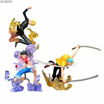 3PCS/Set Japonų Anime One Piece Monkey D. Luffy Vinsmoke Sanji Roronoa Zoro Ver. 1/6 PVC Veiksmų Skaičius, Modelis žaislai Dropshipping