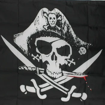 3x5 Metrų Kaukolė ir sukryžiuoti kaulai Kardus Kardai Jolly Roger Piratų Vėliavas Su Grommets Apdaila