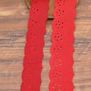 4 metrų pločio 3.7 cm-4.7 cm, raudonas siuvinėjimas medvilnės suknelė, sijonas apdaila 