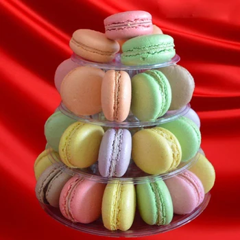 4 Pakopa Aišku, Macaron Prancūzijos Migdolinių Sausainių Bokštas Tortas Cupacake Stovėti Lauke Vestuvėms