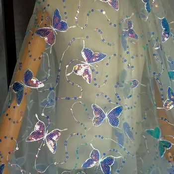 4 spalvų sandėlyje kinijos audinio drugeliai blizgučiais siuvinėjimo tiulio tinklelio nėriniai lady suknelė nėrinių audinys 1 kiemas