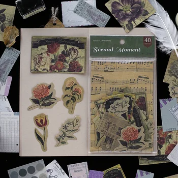 40 Vnt Derliaus Scrapbooking Medžiagos, Popieriaus Gėlių, Augalų Laišką Atminties Dekoracija Meno Projektas 